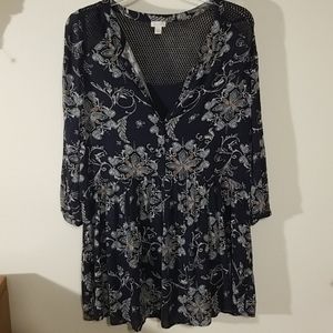 Hinge Boho drop waist navy floral size small
